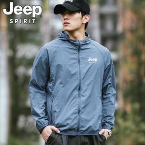 JEEP 지프 남성용 여름용 가벼운 재킷 야외용 속건성 자외선 차단 의류