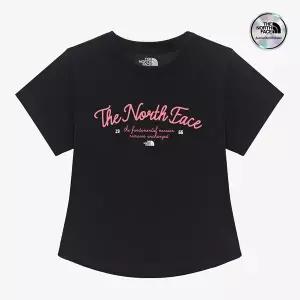 [노스페이스] [노스페이스 공식] NT7UR33L 화이트라벨 여성 레터링 반팔 라운드티_BLACK