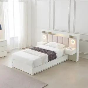 멜라 아쿠아텍스 패브릭 호텔 LED 수납 침대 프레임 SS + 본넬양면 매트리스 DF926996