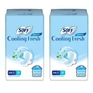 쏘피 쿨링프레쉬 날개형 생리대 대형 28P 2개 편한
