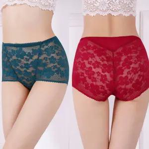 심리스 여성 누디 망사 레이스 한 순면 노라인 네모사각 빅사이즈 속옷 PT041 팬티