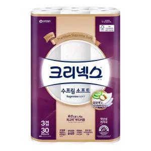 크리넥스 수프림소프트 3겹 27m 30롤 1팩