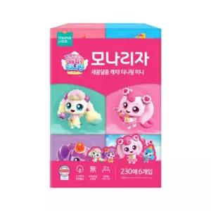 (230매)6입 모나리자 캐치 티니핑 미니 미용 티슈/이사/집들이/학교/여아방/화장지/휴지/각티슈/크리넥스
