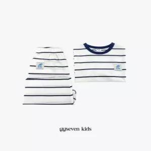 GG7Kids 아동 남아 여아 커플 포인트 로고 스트라이프 오버핏 7부 상하복세트