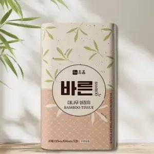 프리미엄 바른 대나무 화장지 휴지 33m 30롤 1팩