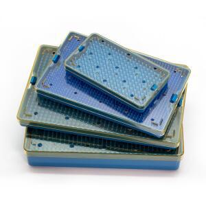 애완 동물 수술 도구 실리콘 소독 패드 오토클레이브 박스가있는 케이스 트레이 파란색