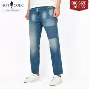 [핫코드]남자 청바지 스판 언발란스 워싱 밑단 컷팅진 HC5034