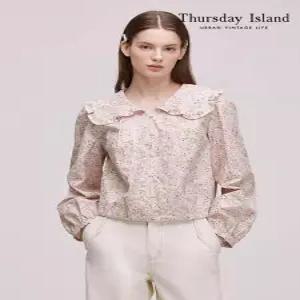 [써스데이아일랜드][Thursday Island] 플라워 자수 러플 블라우스(T242MBL140W)