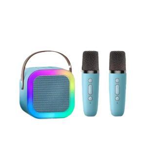 미니 휴대용 가라오케 스피커 -2 마이크 가족 KTV 노래 세트 DSP 내장 RGB LED 조명 깊은 저음 긴 배터리