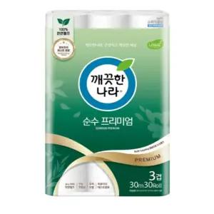 깨끗한나라 순수프리미엄 화장지 3겹 30mx30롤 1팩