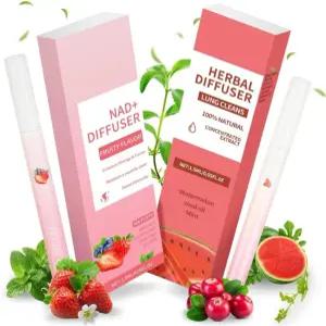 멀린 허브 디퓨저 펜 - 금연을 위한 과일 맛 무연 흡입기 2가지 맛(수박과 딸기) 폐 클렌징을 향료 스틱