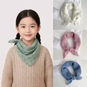 스마일 사각 쁘띠 스카프 면 캐주얼 코튼 키즈 어린이 머플러 손수건