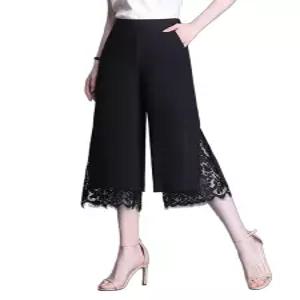 쉬폰 레이스 여성 댄스복 라틴 무용 칠부 바지 플레어