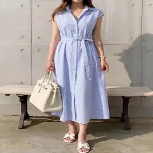 [귈림][귈림] 루즈핏 스트라이프 슬리브리스 원피스(G6MOP017P)