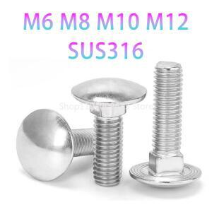 1-5pcs M6 M8 M10 M12 16-150mm 트러스 길이 캐리지 볼트 316 스테인레스 스틸 둥근 머리 사각형 목 나사 D