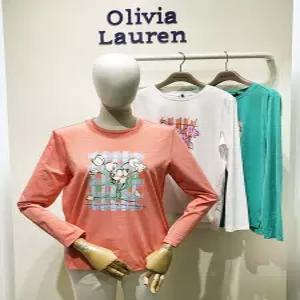 [올리비아로렌]여성 체크 플라워 나염 슬럽 티셔츠 vobal5m3121 ECJ