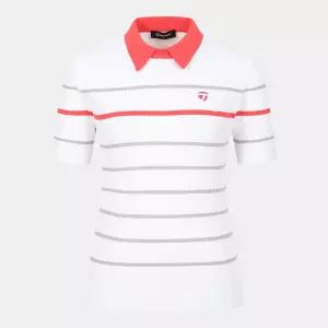 테일러메이드 26SS 여성 스트라이프 카라 반팔 니트 WHITE TWSY66123-100