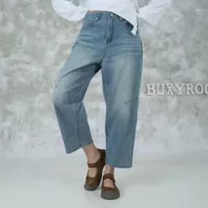 벅시루 노바디진 사선다트 빈티지워싱 여성 데일리 히든밴딩 8부 벌룬 청바지 475