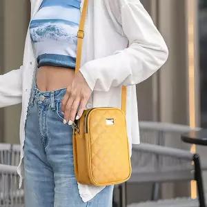 수납 지퍼포켓 스퀘어 세로 크로스백 퀄팅 폰크로스