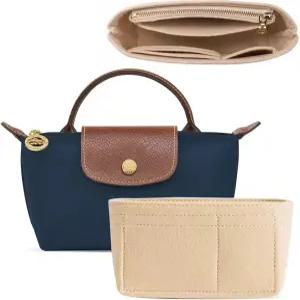 롱샴 스몰 토트백용 펠트 미니 지갑 정리함 삽입 시크 핸드백용 궁극의 가방 보관 및 마감 내부 라이너