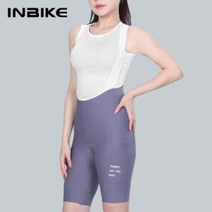 INBIKE 여성용 사이클링 턱받이 반바지 솔리드 컬러 젤 포켓이 있는 긴 라이딩