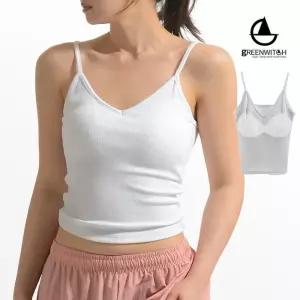 [그리니치]실키한 브이넥 골지 캡나시 브라탑 브라렛 요가복 tk2