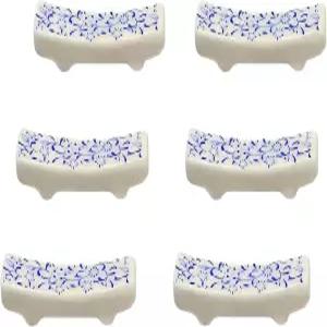 도자기 젓가락 받침대 세라믹 홀더 포크 스탠드 파란색과 흰색 6종 세트