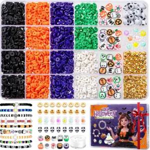 파티용 할로윈 클레이 비즈 우정 팔찌 만들기 키트 폴리머 매력이 있는 주얼리 해골 선물