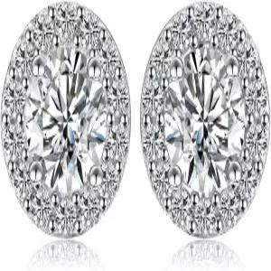 쥬얼리팔래스 클래식 GRA 여성용 1ct 모아산 헤일로 스터드 귀걸이 라운드 컷 925 스털링 실버 화이트