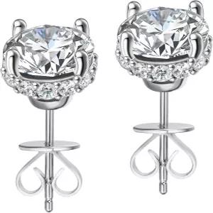 여성용 캐럿 모이사 스터드 귀걸이 2Ct 서 S925 스털링 실버 엄마의 날 선물 딸을 위한