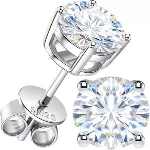 모이사 스터드 귀걸이 각 0.3-1.0ct (4.0-6.5mm) 2세트 원형 컷 D 컬러 VVS1 실험실 제작 저자극성 화이트