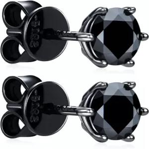 남성용 블랙 모이사 스터드 귀걸이 1.0ct-2.0CT D 컬러 GRA 925 스털링 실버 골드 도금 플랫 백 시뮬레이션