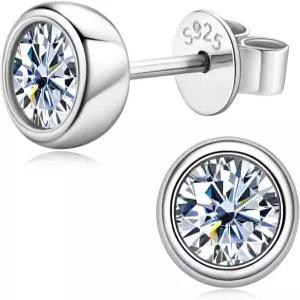 여성용 모이사 귀걸이 925 스털링 실버 0.5-1ct D 컬러 VVS1 스터드 민감한 귀를 위한 저자극 크리스마스
