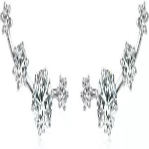 여성용 모이사 크롤러 스터드 귀걸이 925 스털링 실버 커프 랩 D 컬러 민감한 귀를 위한 저자극성 클라이머