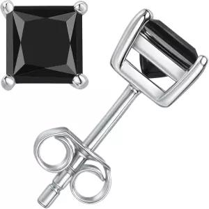 임팔소리 프린세스 컷 모이산 스터드 귀걸이 925 스털링 실버 금도금 저자극 사각 여성 및 남성용 주얼리