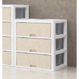 (무료배송)라탄무늬 3단 옷 리빙 수납서랍장(50cm4색) 양말 긴 속깊은 앤틱