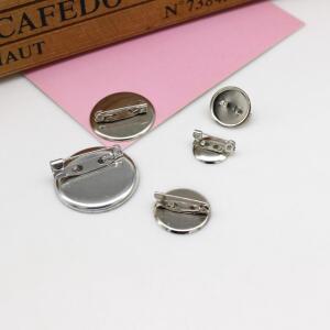 30개 스테인리스 스틸 원형 베이스 블랭크 트레이(브로치 핀 포함) 8-30mm 내경 DIY 브로치 제작용