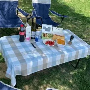 P1 PVC 방수 테이블보 6인용 체크믹스 방수테이블보 행사용테이블보 방수식탁보