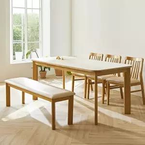 [텐스페이스]키튼 6인용 세라믹 식탁 3인 벤치 1P 스퀘어 의자 3P 세트 MD5456 (수도권무배)