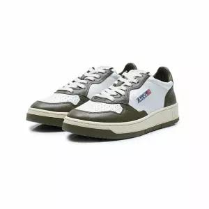 [오트리]오트리 메달리스트 로우 레더 스웨이드 스니커즈 화이트 올리브 AULM-WB33