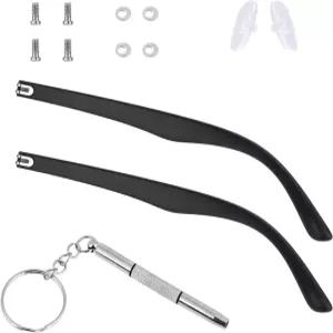 칼리오네 1쌍 안경 팔 교체 다리 액세서리 나사 와셔 드라이버 코 패드 블랙 포함