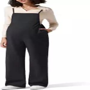 G4프리 임산부 점프슈트 조절 가능 스트랩 오버롤 임신 와이드 레그 로머 포켓 포함