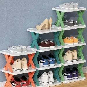 ( )간이 신발장 좁은현관 신발 정리대 조립식 3단 조립식 슈즈랙 슬리퍼받침대 신발 보관함 구두 수납 진열