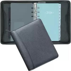 팬앤란 2026 지퍼 플래너 정리함 주간 및 월간 리필 시뮬레이션 가죽 커버 개인 사이즈 블랙