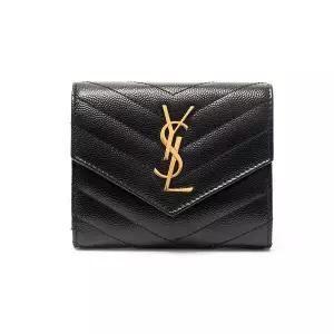 라프리마 [SAINT LAURENT]  퀼티드 컴팩트 3단 모노그램 반지갑 403943-BOW01-1000