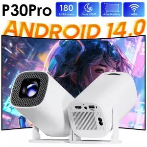 P30PRO 안드로이드 14 스마트 미니 프로젝터 WiFi6 BT 5.0 4K 1280 720P 지원 스크린 미러링 홈 시어터