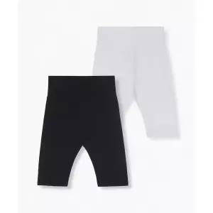 MUSINSA STANDARD KIDS 베이비 배앓이방지 7부 레깅스 2팩 [블랙/화이트] MKEUB0Z06-67