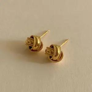 귀걸이 (925 Silver) Gold bold pearl earrings E 118