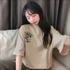 오버핏 캐주얼 여름 티셔츠 빅프린팅 여자 반팔티 데일리