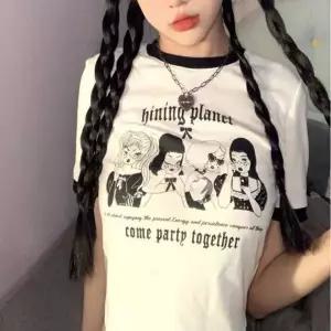 (옵션 본품)데일리 티셔츠 배색 세미 여자 반팔티 크롭 링거
